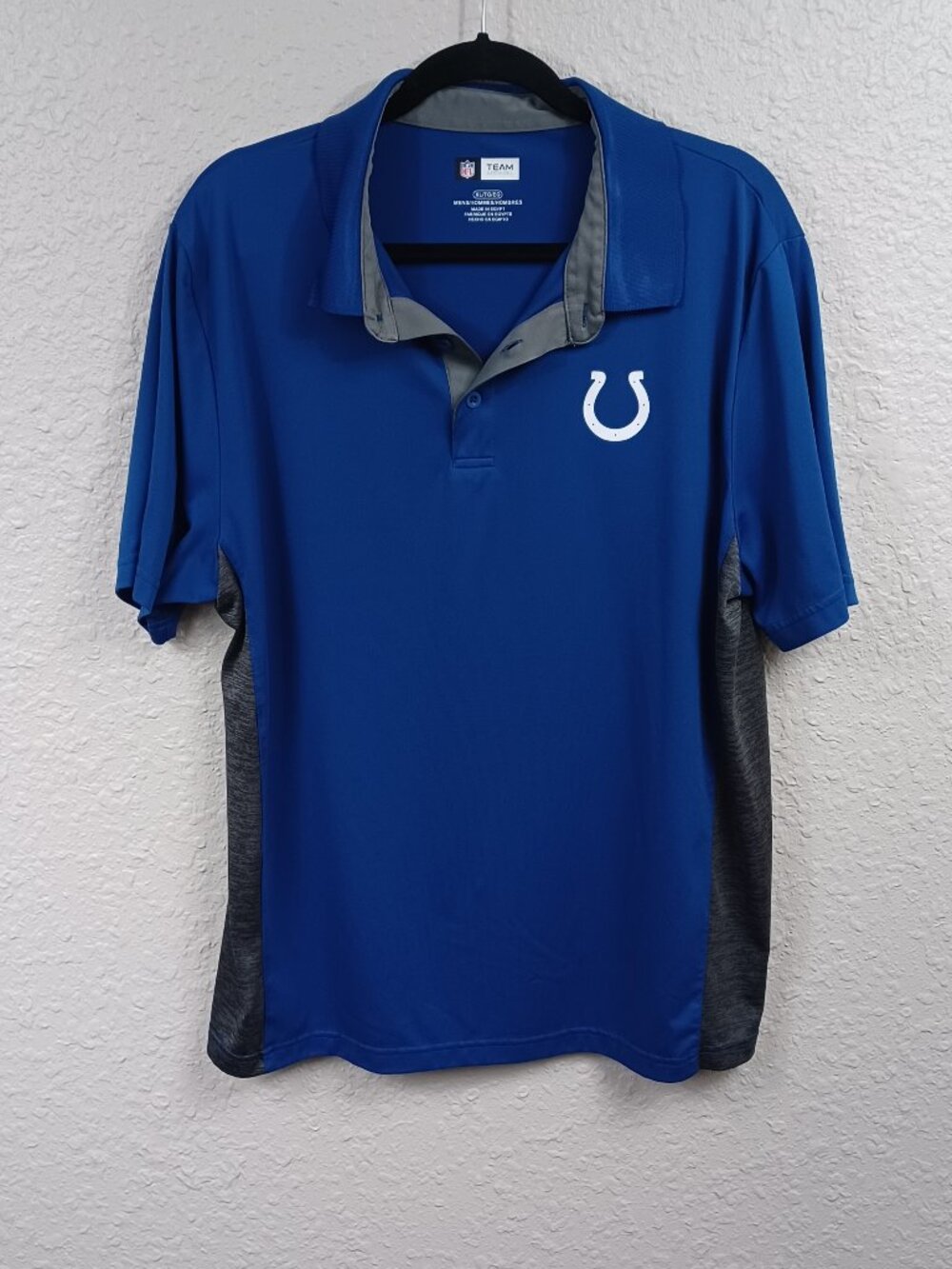 NFL Team Apparel Men's XL Blue Gray Short Sleeve Polo Colts
